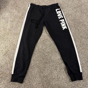 Victoria's Secret Black and White Love Pink Joggers